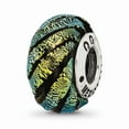 thumbnail image 1 of Fancy Bead White Sterling Silver Glass 14.55 mm 10.00 Reflections Green Swirl Dichroic Bead, 1 of 3