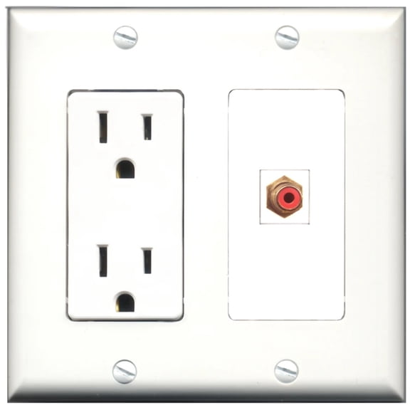 Ultra Spec Cables 15 Amp Power Outlet 1 Port RCA Red Wall Plate
