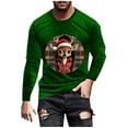 thumbnail image 3 of Visit the JURANMO Store Mens Big and Tall Novelty Graphic Tees Xmas Snowman Print Long Sleeve Casual Tee Tops Funny Christmas Party T Shirts Green XL, 3 of 6