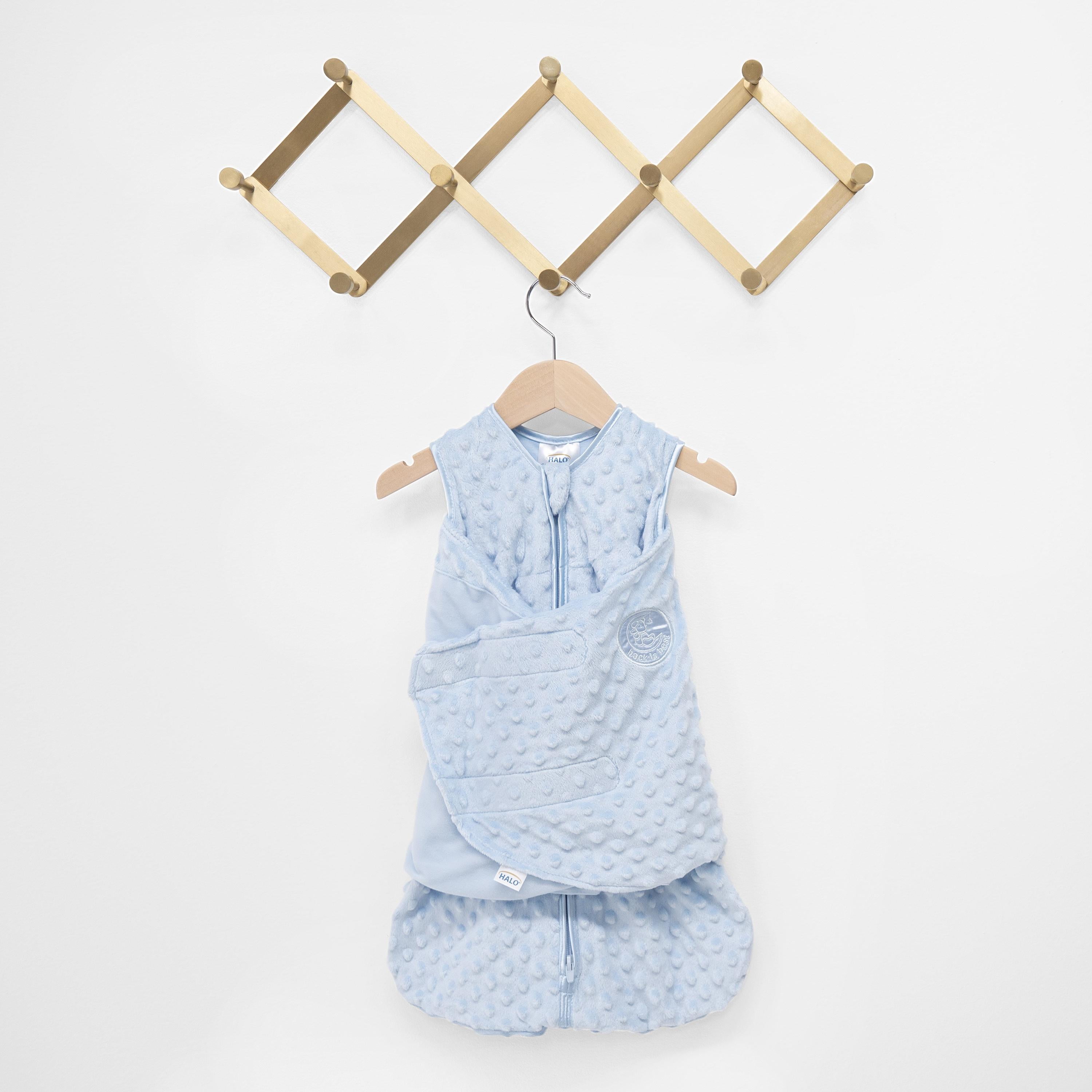 HALO SleepSack Swaddle, Plushy Dot Velboa, Blue, Boys, Newborn, 0-3 Months