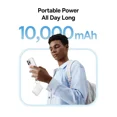 thumbnail image 3 of Baseus 10000mAh Power Bank,45W Portable Charger with Built-in USB-C Cable 3-Output LED Display, Fast Charging External Battery Pack Picogo Powerbank, White, 3 of 8