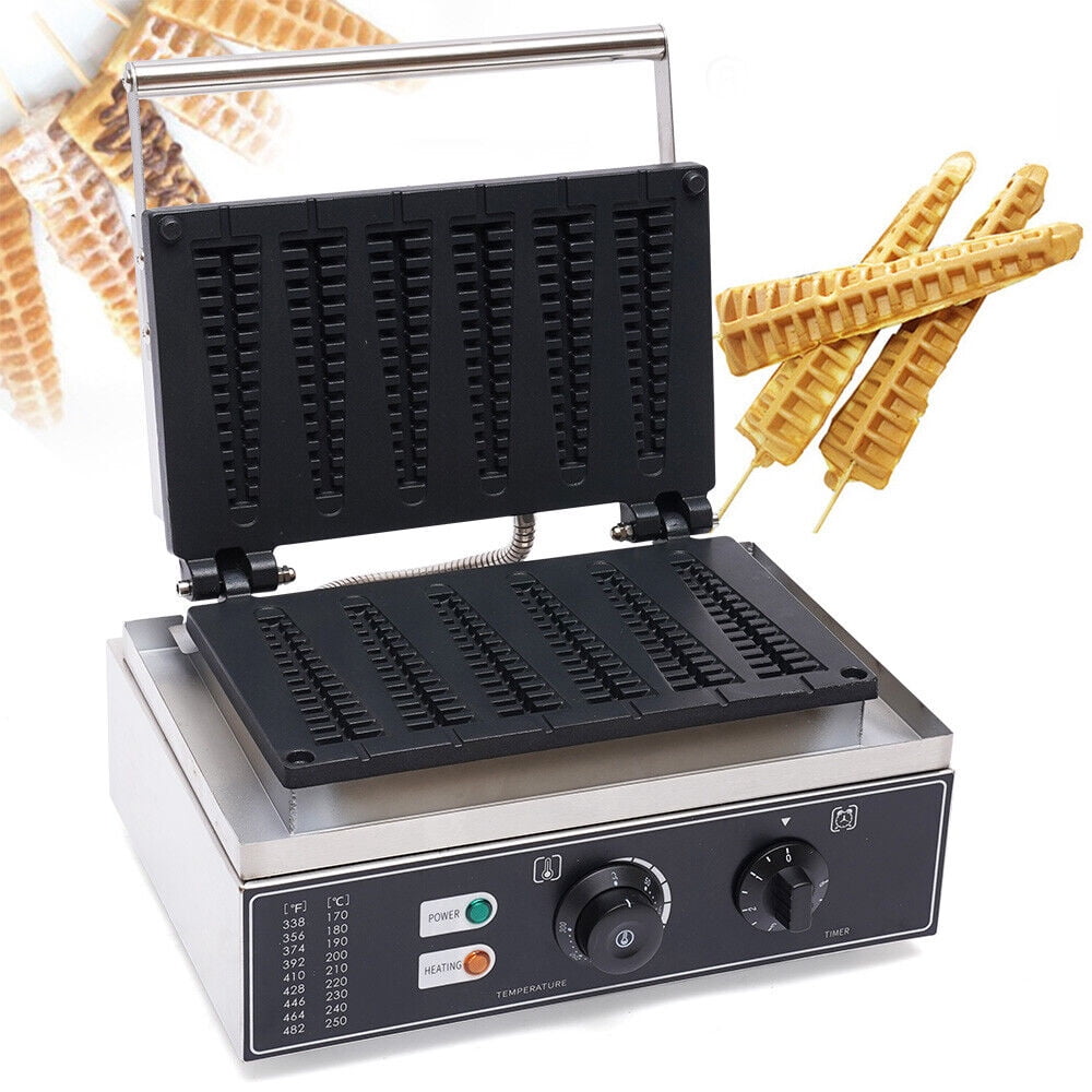 Miumaeov Commercial Electric 6pcs Stick Waffle Maker Machine Muffin Baking Machine Non-stick Time & Temp Control