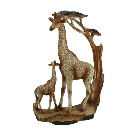 - Giraffe Family Carved Wood Look Resin Statue