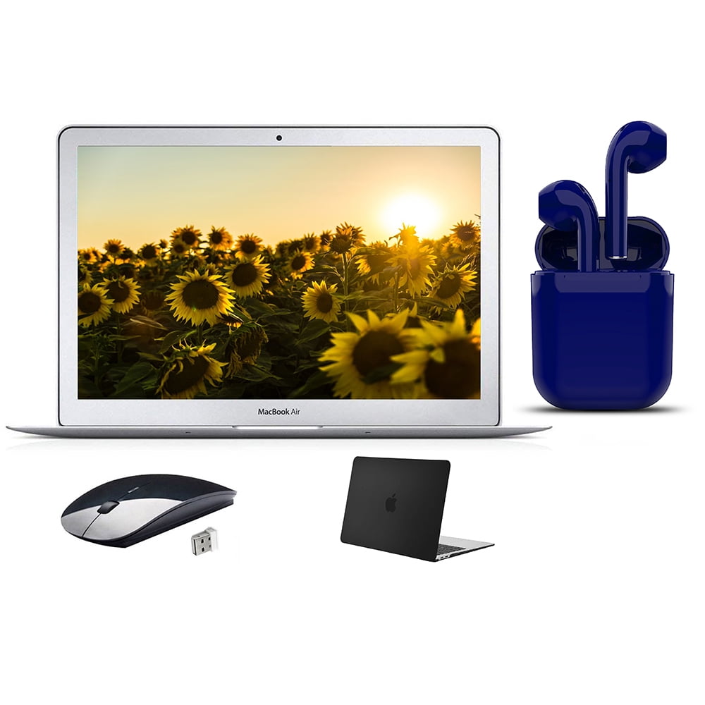 Restored Apple MacBook Air 11.6-inch Intel Core i5 Intel HD Graphics 128GB SSD 4GB RAM Bundle: USA Essentials Bluetooth/Wireless Airbuds, Black Case, Wireless Mouse By Certified 2 Day (Refurbished)