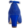 thumbnail image 7 of JIAJIA 62311A Women's Bridal Shoes Closed Toe 2.76" Chunky Heel Lace Satin Pumps Satin Flower Wedding Shoes Color Blue,Size 6.5 B(M) US/37 EU, 7 of 7