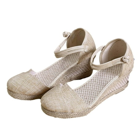 

Women Sandals clearance for Juebong Espadrilles Flatform Sandals for Women Platform Ankle Strap Wedge Sandals Closed Toe Ankle Strap Espadrille Wedge Sandals for Women Casual Summer Womens Shoes