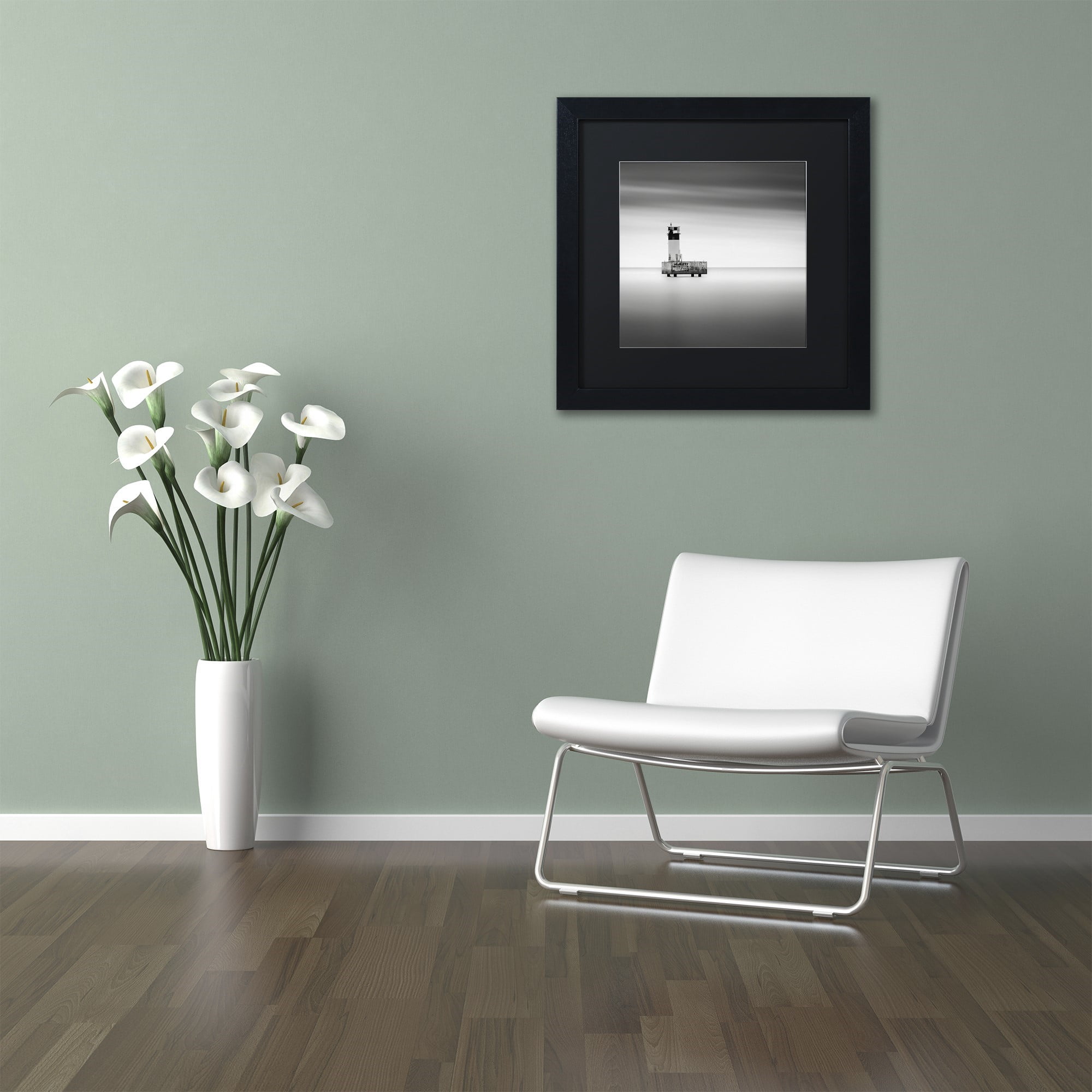 Trademark Fine Art "Warning Sign" Canvas Art by Dave MacVicar, Black Matte, Black Frame