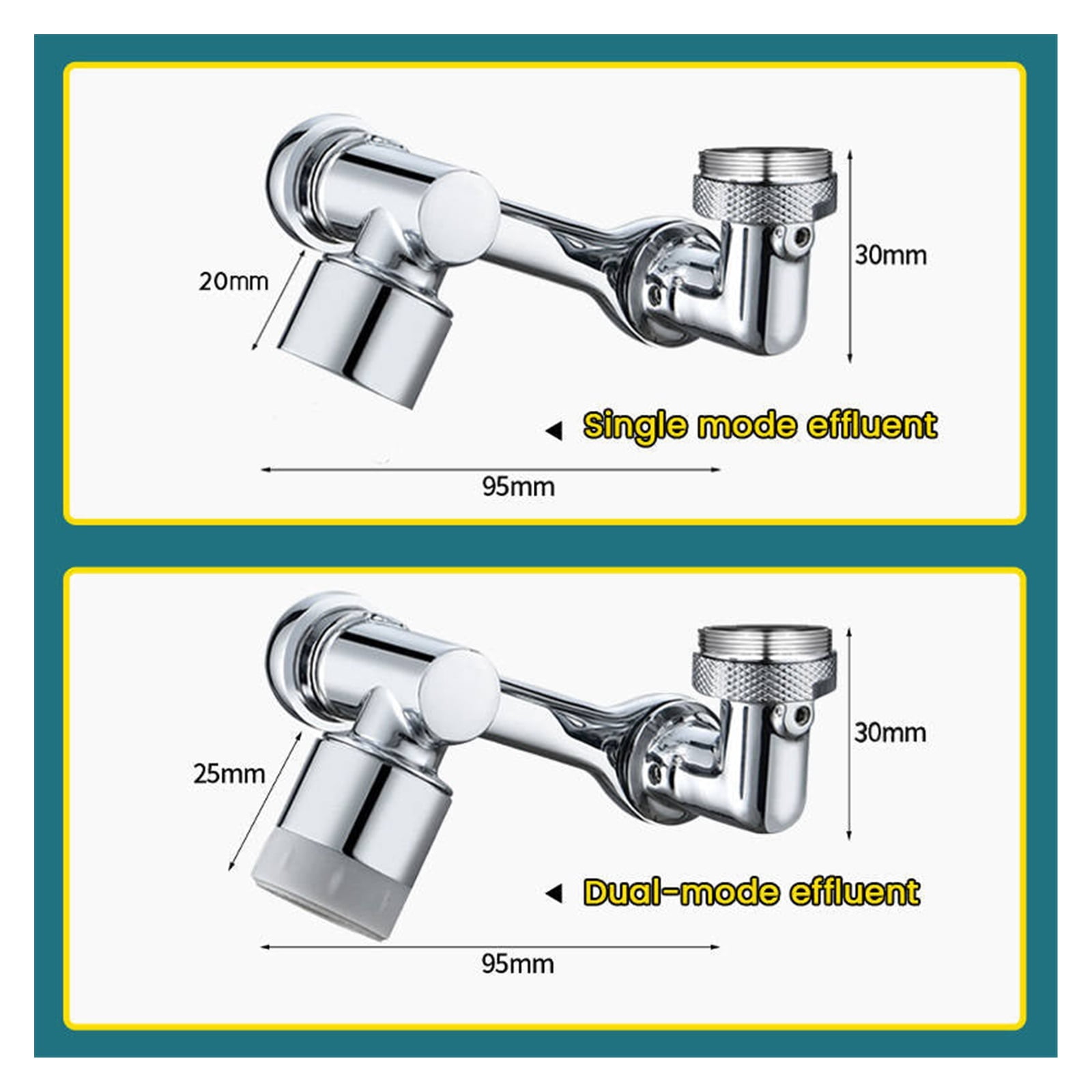 Universal Rotating Faucet Extender 1080 ° Robotic Arm Swivel Extension Faucet Aerator Splash Filter Faucet Bathroom Basin Kitchen Tap Nozzle ,Water Saving