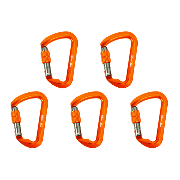 Mosquetón Escalada 30 KN para en Camping (tornillo) Naranja