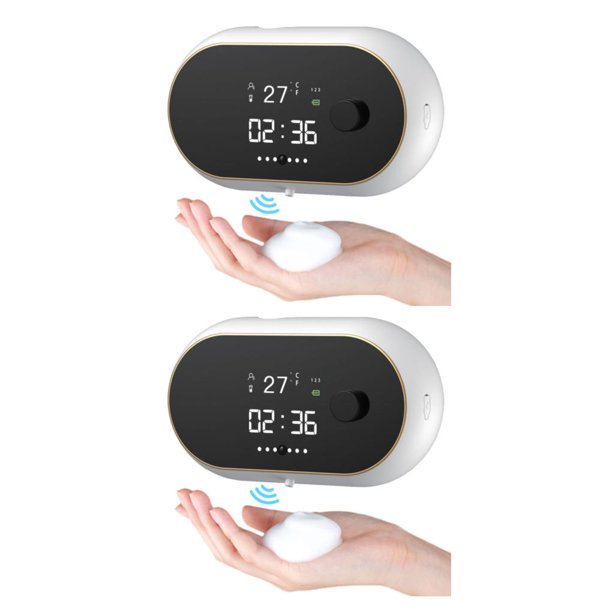 Advancent Dispensador de jabón, soporte para champú, pulverizador de espuma, pantalla LCD negra, accesorios para el hogar, lavadora de mano Blanco 2piezas