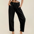 thumbnail image 5 of DPTALR Women's Solid Wide Leg Sweatpants Elastic Waisted Pants Casual Trousers With Pockets,Black,Size S, 5 of 9