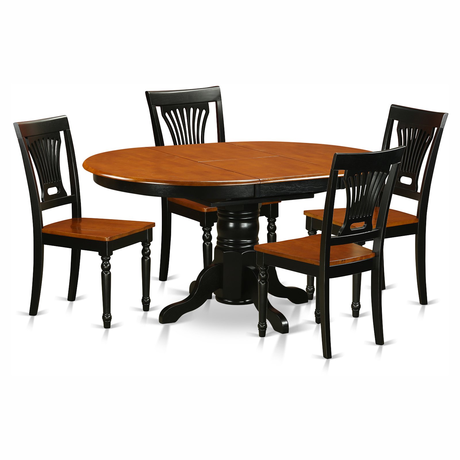 East West Furniture Avon 5 Piece Pedestal Oval Dining Table Set with