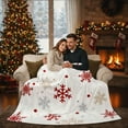 thumbnail image 2 of Merry Christmas Throw Blanket, Super Soft Snowflake Flannel Throw Cover for Bed Sofa, Lightweight Festival Holiday Throw Blankets, 51.2" X 59", 2 of 6