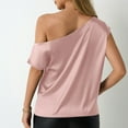 thumbnail image 4 of Jamicy Blouse for Women Summer Outfits Women’S Tops Asymmetrical Off-Shoulder Shirt Sleeveless Ruching Satin Blouses Elegant Trendy Dressy, 4 of 4