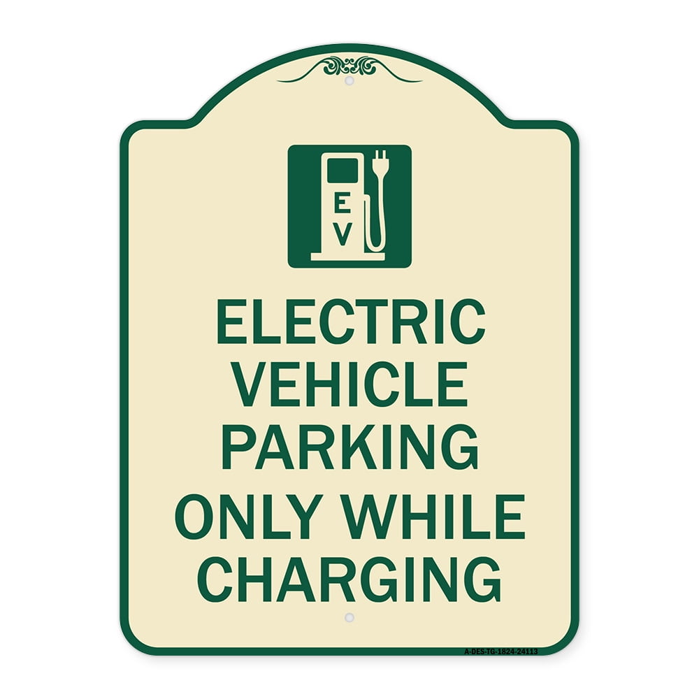 SignMission Designer Series Sign - Electric Vehicle Parking, Only While