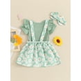 thumbnail image 6 of Jxzom Toddler Baby Girl Summer Outfits 3 6 12 18 24 Months Short Sleeve Romper + Daisy Suspender Skirt Dress + Headband Clothes Set, 6 of 8