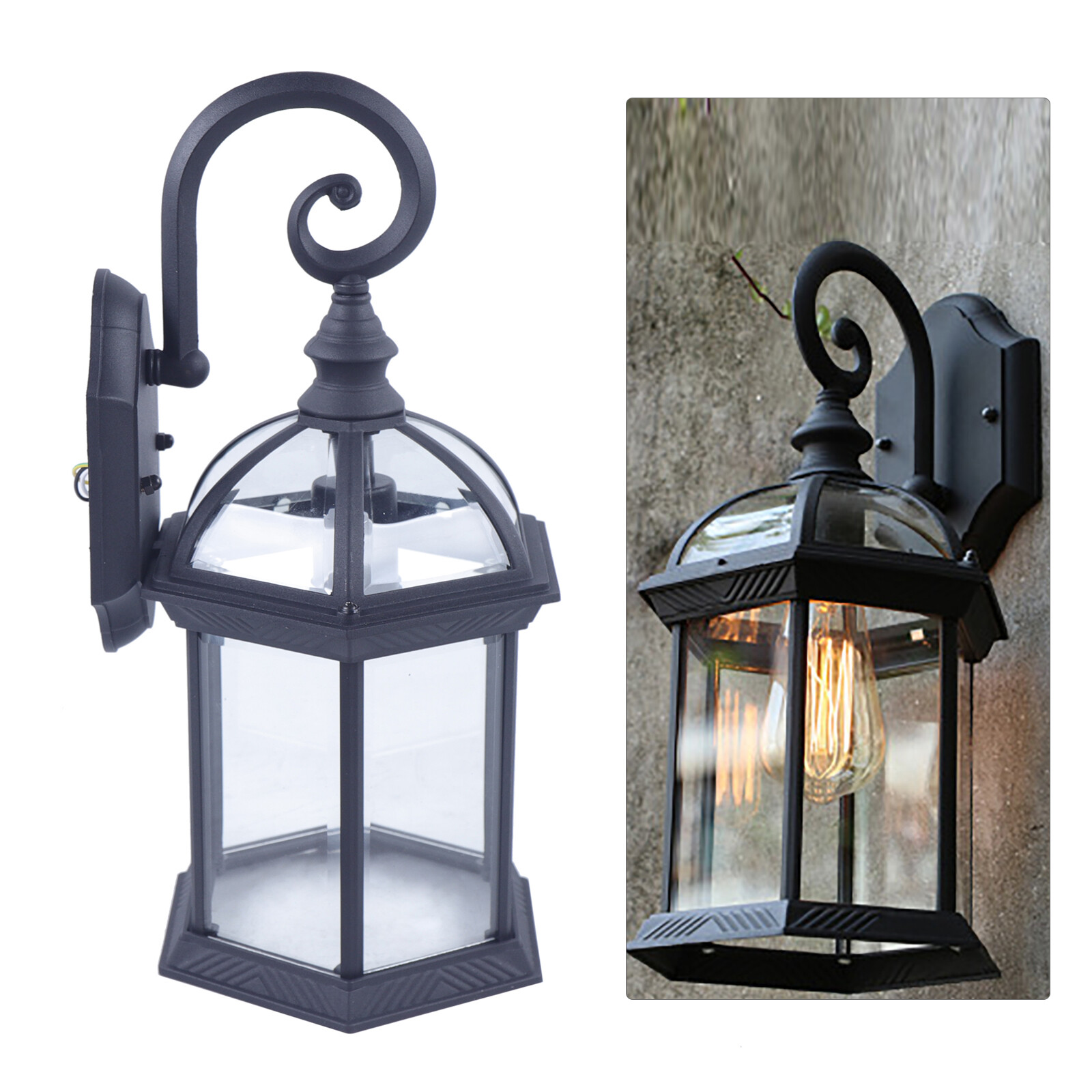 Outdoor Wall Lantern Wall Sconce for Porch Light, 15.75" H Aluminum Housing Plus Glass Porch Lights Wall Mount for House