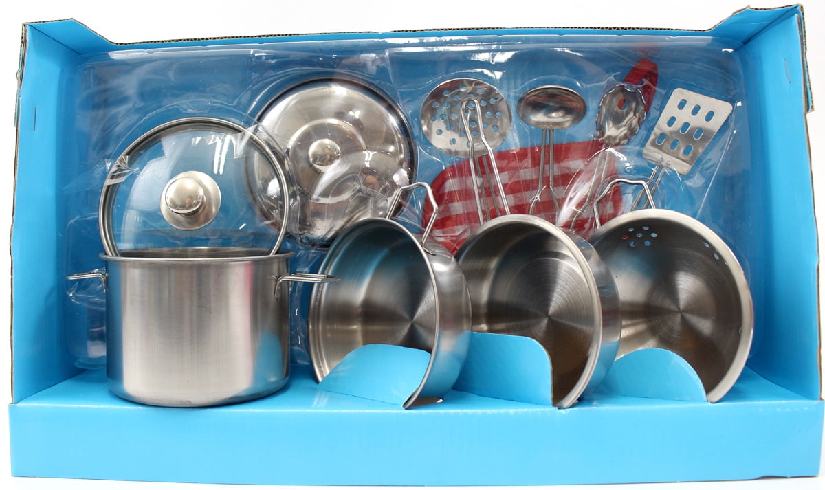 Metal Pots And Pans Kitchen Cookware Playset This wonderful playset