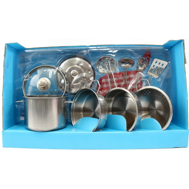 Metal Pots And Pans Kitchen Cookware Playset This wonderful playset