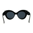 thumbnail image 4 of Womens Thick Plastic Large Pearl Jewel Trim Cat Eye Sunglasses All Black, 4 of 4