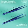 thumbnail image 3 of O'Creme Blue Stainless Steel Precision Kitchen Culinary Fine-Tip Tweezer Tongs, 1 with Curved Tip and 1 with Straight Tip, 3 of 6