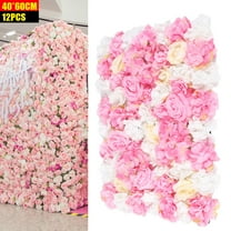 Denest 12-Pack Artificial Flower Wall Panels 24" x 16" Pink&Yellow&White Wedding Decor