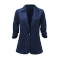 thumbnail image 4 of Women's Blazers & Suit Jackets Clothing 2025!Linen Suit Jackets Women Casual 3/4 Stretchy Ruched Sleeve Lightweight Work Office Jacket With Pockets, 4 of 9
