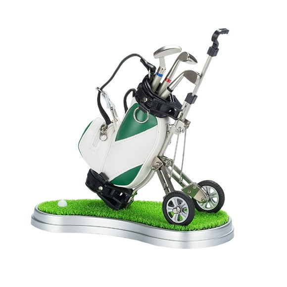 jinwen Golf Bag Miniature Pen Holder Golf Souvenir 20x12x20cm for Home Office Decor White Green