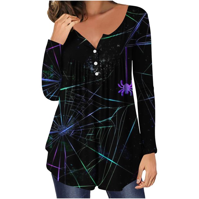 Ichuanyi Liquidación de mujeres Capasés impresos para mujeres Botones de manga redonda de cuello largo Tops de blusa ICHUANYI WER202308215702