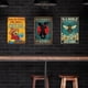 thumbnail image 5 of Letreros de metal con diseño de gato, estilo vintage, con diseño de gato negro, para decoración de pared, con frases de "Hola, oscuridad, mi viejo amigo", para dormitorio y baño., 5 of 7