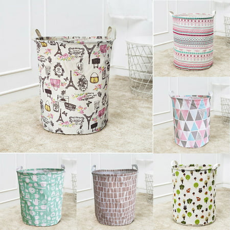 Foldable Large Storage Laundry Hamper Clothes Basket Cotton Laundry Washing Bag(random design (Best Food Baskets To Send)