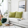 thumbnail image 5 of IMMEKEY Pillow Cover Set of 2 Plush Striped Corduroy Velvet Throw Pillows , 18x18 inch, Grass Green, 5 of 7