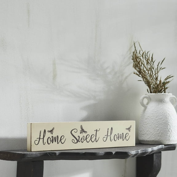VHC Brands Buzzy Bees Home Sweet Home Antique White MDF Wall Sign 3x14, Spring Decor, Home Decorations for Wall or Door, Spring and Easter Hanging Decoration