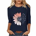 thumbnail image 2 of Ailaofu Women's Summer Sunflower T Shirt Cute Flower Graphic Loose Tees Crew Neck 3/4 Sleeve Casual Tops, 2 of 6