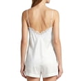 thumbnail image 2 of Deago Women's Summer Satin Lace Cami Tops Spaghetti Strap V Neck Backless Camisole Party Pajamas Asymmetrical Hem Tank Tops (White, M), 2 of 9