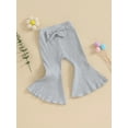 thumbnail image 3 of Bagilaanoe Toddler Baby Girl Flare Pants Ribbed Elastic Bell Bottoms 6M 12M 18M 24M 3T 4T Kids Fall Ruffle Trousers, 3 of 8
