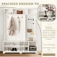 thumbnail image 4 of Hall Tree with Shoe Bench, Coat Rack ,Shoe Storage ,Storage Shelves and Pegboard, for Hallways, Halls and Bedrooms, White, 4 of 14