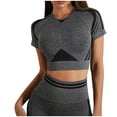 thumbnail image 2 of Blmnix Womens Summer Tops Dressy Casual Gray Short Sleeve Crew Neck Solid Crop Trendy Summer Tops, 2 of 4