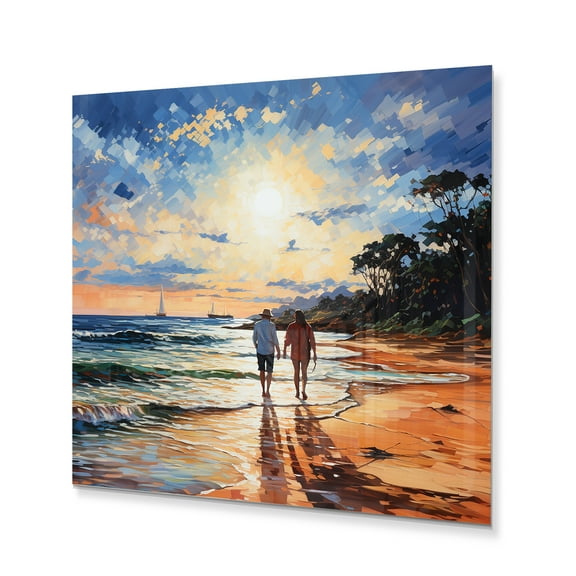 Designart "Seaside Stroll Beach Photo II" Beach Metal Wall Art Prints