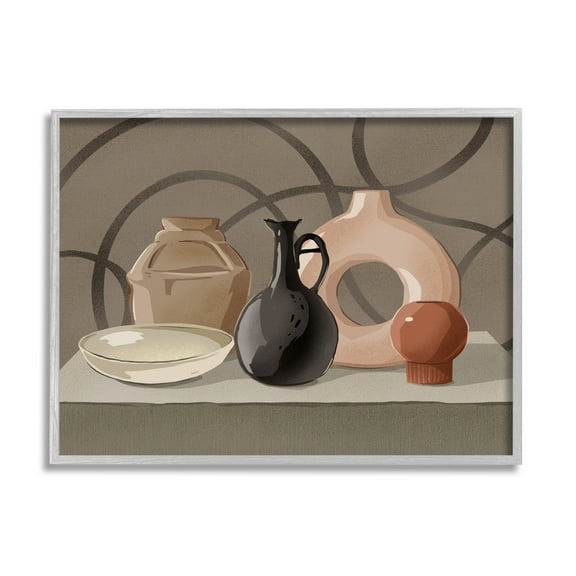 Stupell Industries Sleek Pottery Vase Still Life Spiral Pattern Framed Wall Art, 14 x 11, Design by Ziwei Li