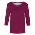 thumbnail image 5 of Pink Women's Long Sleeve T-shirt, Womens Tops Casual 3/4 Sleeve Crew Neck Shirts Loose Fit Tunic Blouses Summer Tees,Women's Long sleeve T-shirt L, 5 of 6