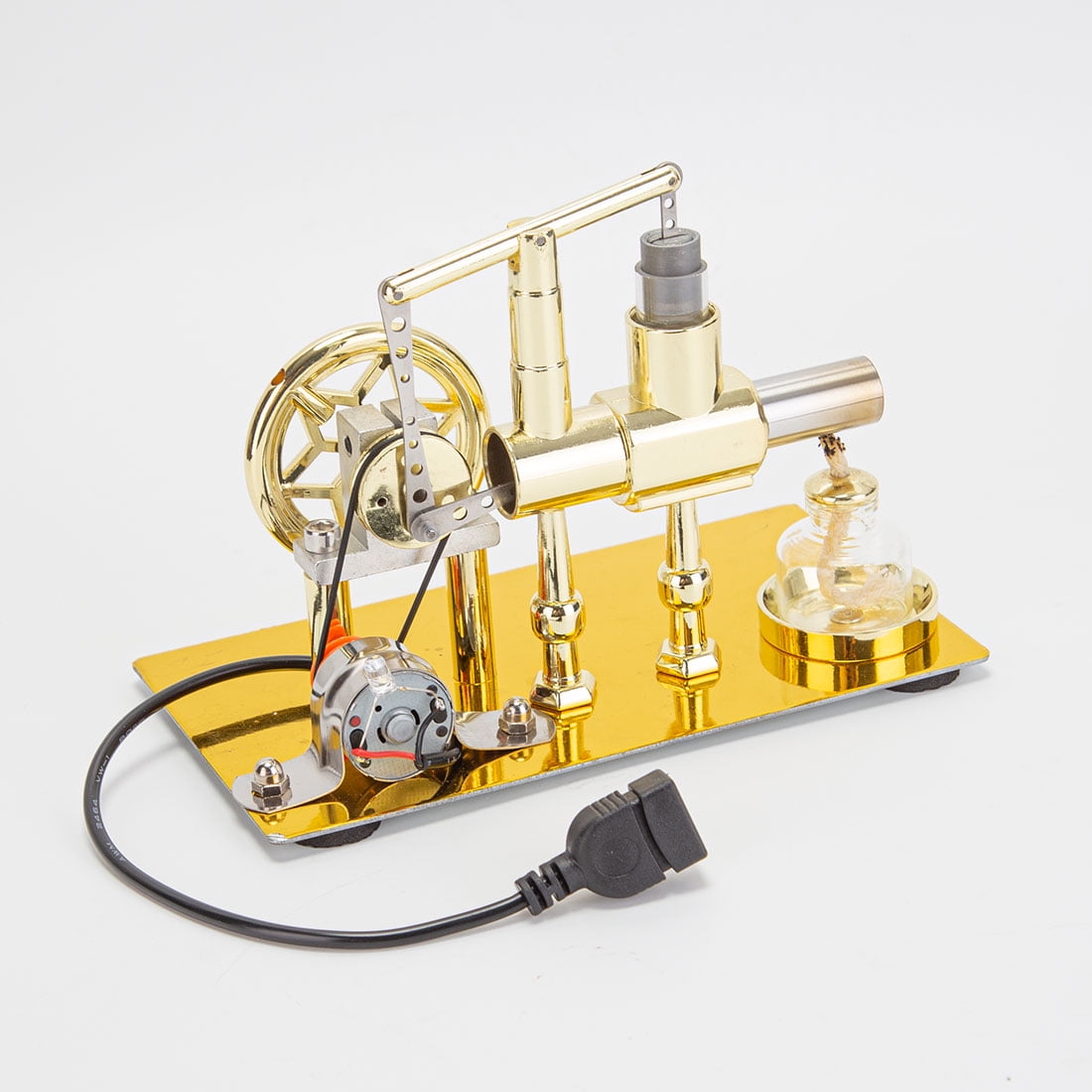 ENJOMOR Hot Air Stirling Engine Model, Balance Single-Cylinder Engine with USB Light, Heat Powered Mechanical Engine for Desktop Science Display and Home Decor, Adults & Collectors