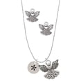thumbnail image 1 of Delight Jewelry Silvertone Disc 1/2'' - Symbol - Asterisk - * - Silver tone Guardian Angel Charm Necklace and Stud Earrings, 1 of 4