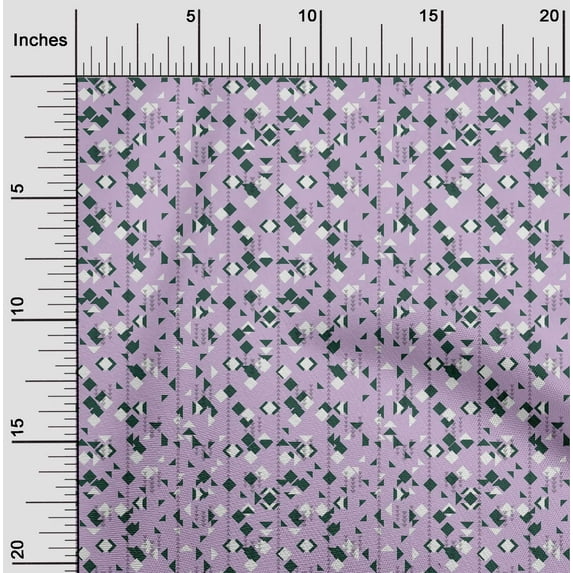 oneOone Cotton Poplin Fabric Ikat Stripe|Diamond & Triangle Geometric Printed Craft Fabric BTY 42 Inches Wide