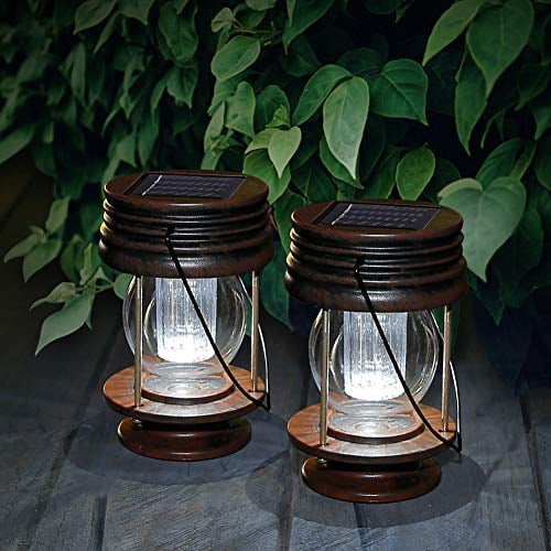 Warm Lights pearlstar Solar Lanterns Outdoor Hanging Solar Lights with Handle for Pathway Yard Patio Garden Decoration Waterproof Outside Solar Table Lamp,2 Pack 5.5H 