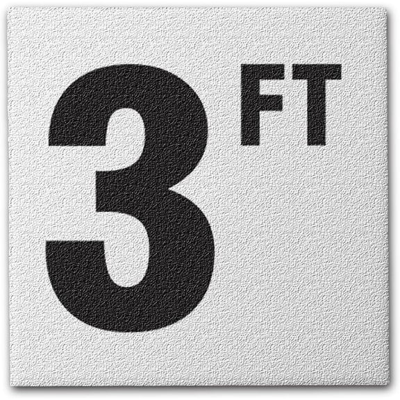 Ceramic Swimming Pool Deck Depth Marker " 3 FT " Abrasive Non-Slip Finish, 4 inch Font