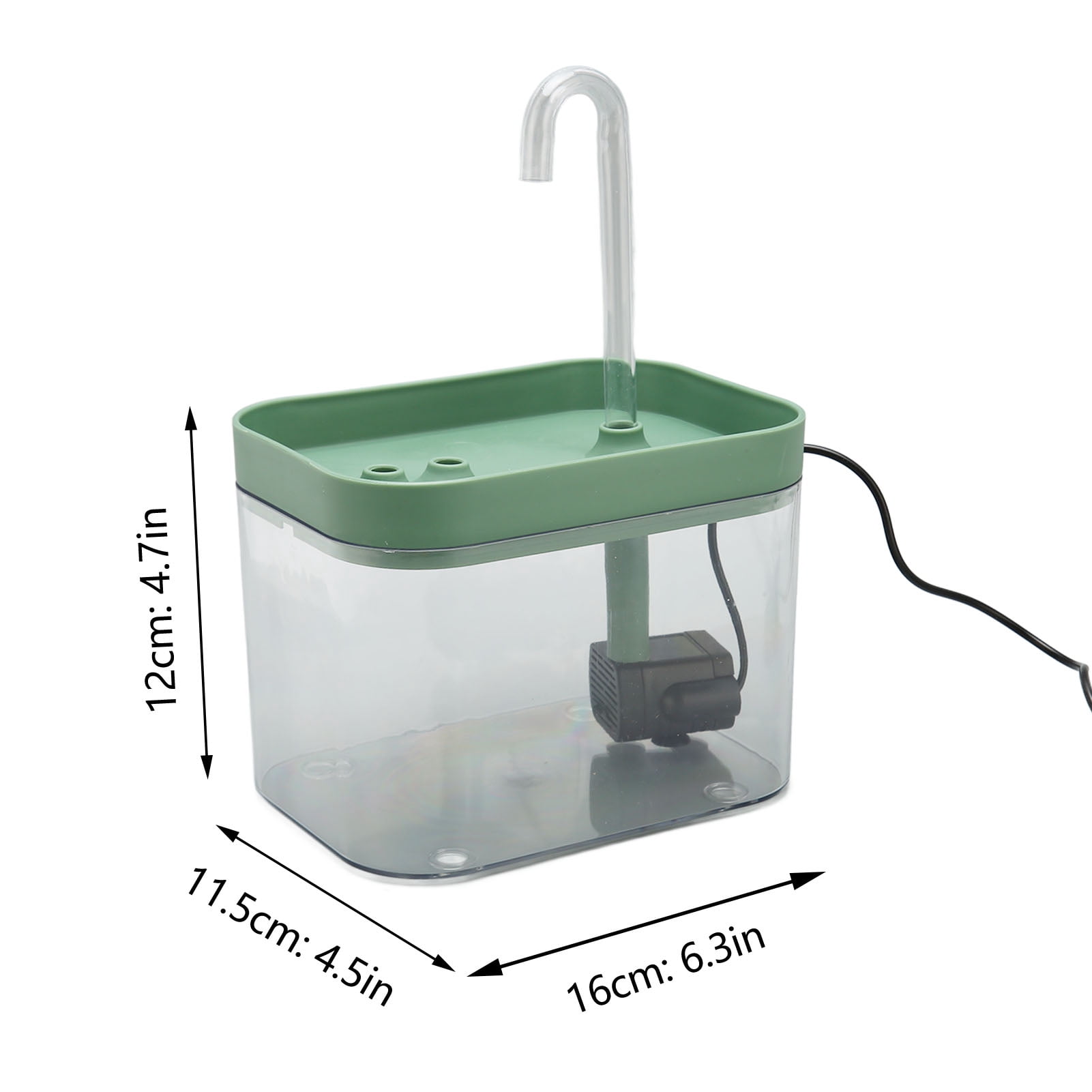 NFTIGB Cat Water Fountain Automatic Quiet USB Powered Transparent Pet Water Dispenser with Elbow Tube 1.5L / 50.72 oz Green Lid