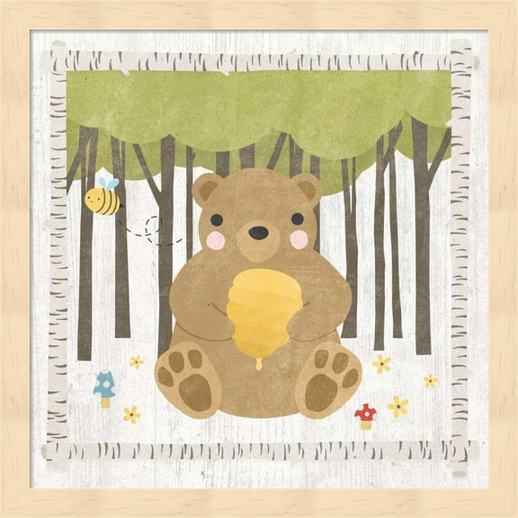 Woodland Hideaway Bear by Moira Hershey, Framed Wall Art, 13.25W x 13.25H