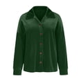 thumbnail image 6 of ClodeEU Women's Gold Velvet Long-Sleeved Shirt,Lapel Cardigan Solid Color Blouse Green,Womens Plus XXXL, 6 of 7