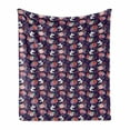 thumbnail image 1 of Birds Soft Flannel Fleece Throw Blanket, Style Floral Motifs with Flying Crane and Flowers on Nested Fish Scale Pattern, Cozy Plush for Indoor and Outdoor Use, 60" x 80", Multicolor, by Ambesonne, 1 of 6